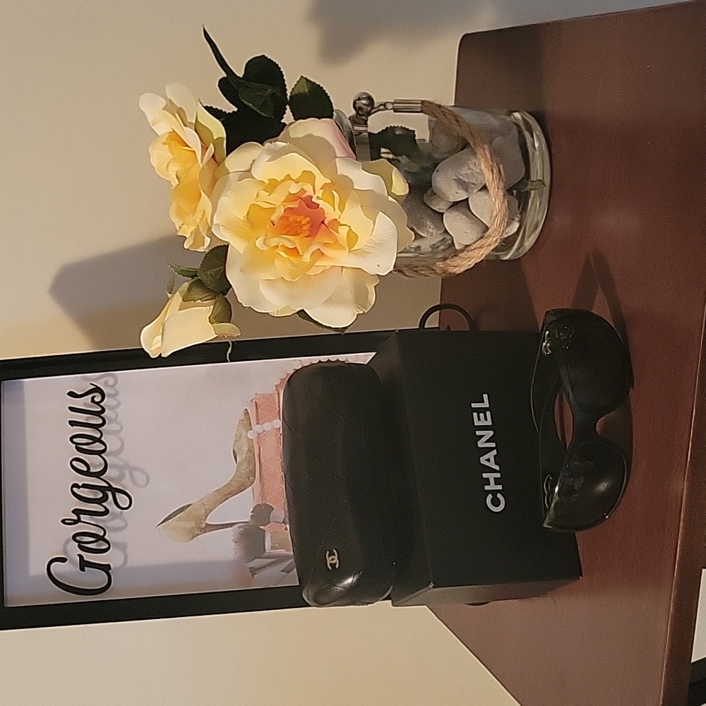 CHANEL Black Oversized Shield Sunglasses